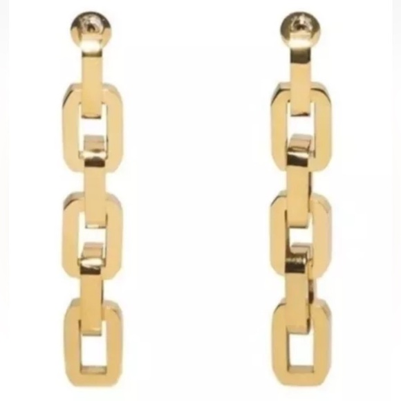 Eddie Borgo Supra Chain Link 12K Gold Finished Earrings New With Tags MSRP $250 - Picture 9 of 10